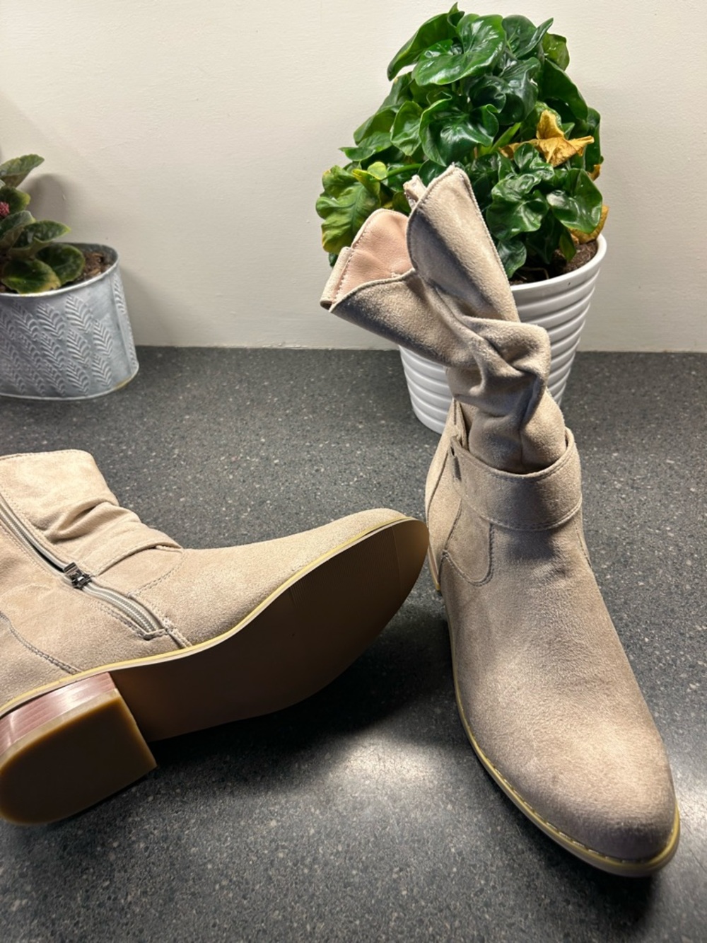 Women's Taupe Suede Ankle Boots - Stylish Comfort.  BRAND NEW!!!
